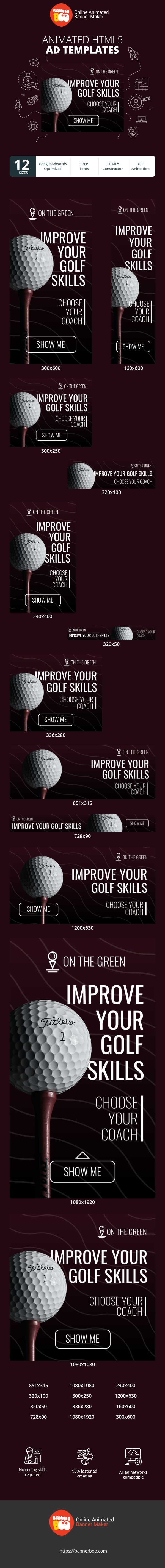 Banner ad template — Improve Your Golf Skills — Choose Your Coach