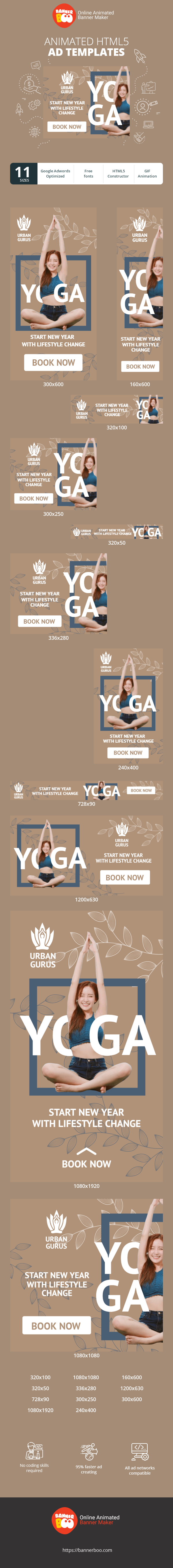 Szablon reklamy banerowej — Yoga — Beginnen Sie das neue Jahr mit einer Lebensstiländerung
