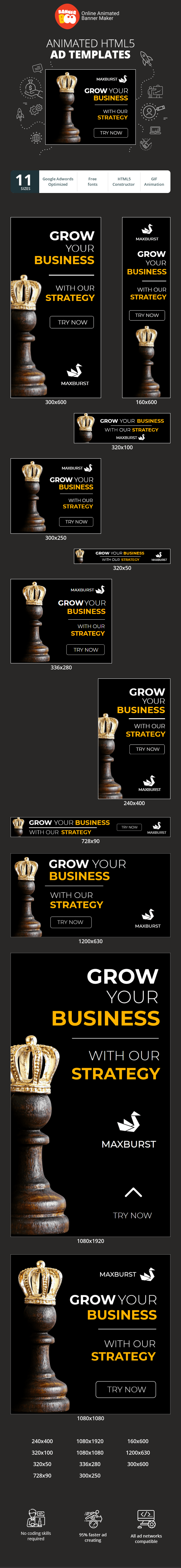 Banner ad template — Grow Your Business — With Our Strategy