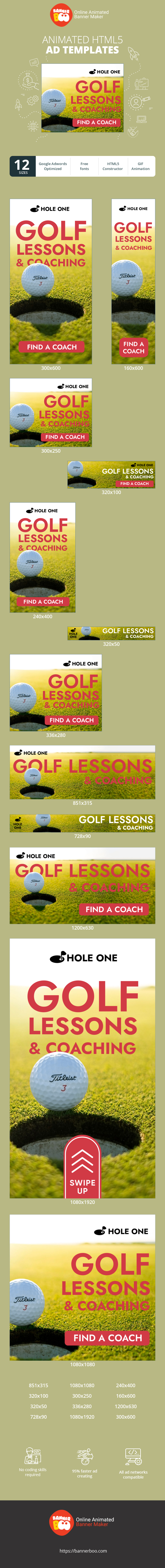 Banner ad template — Golf Lessons & Coaching — Find A Coach