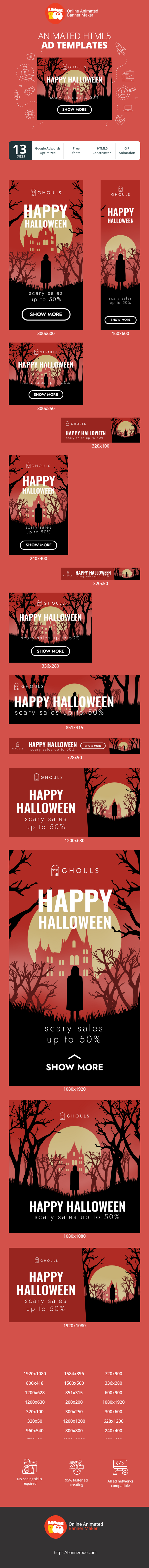 Szablon reklamy banerowej — Wesołego Halloween — Straszne wyprzedaże do 50%