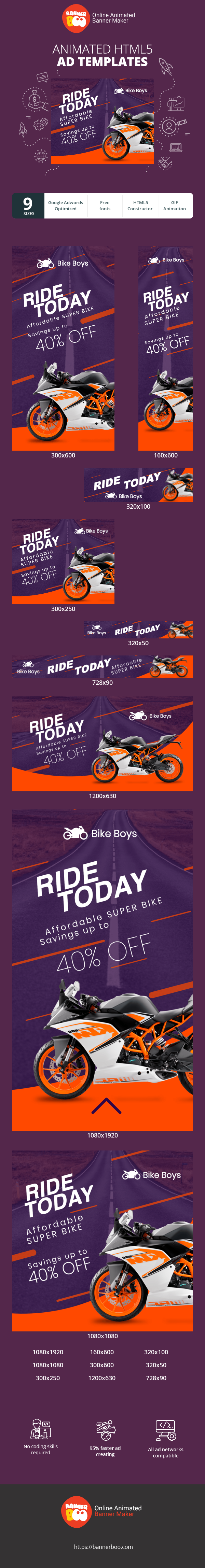 Banner ad template — Ride Today — Affordable Superbike Savings Up To 40% Off