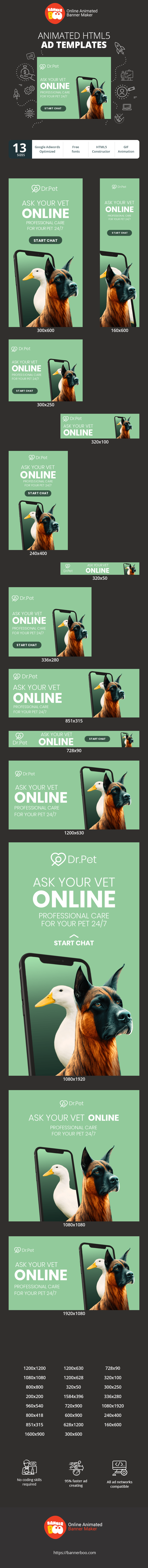 Szablon reklamy banerowej — Frag Deinen Tierarzt Online — Professionelle Betreuung für Dein Haustier 24/7
