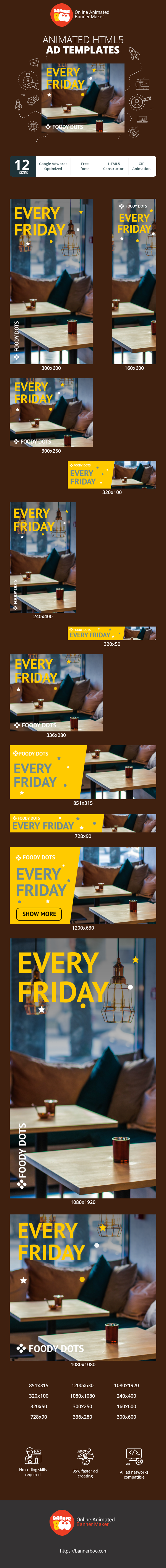 Banner ad template — Every Friday — 50% Off On Burgers 40% Off On Pasta