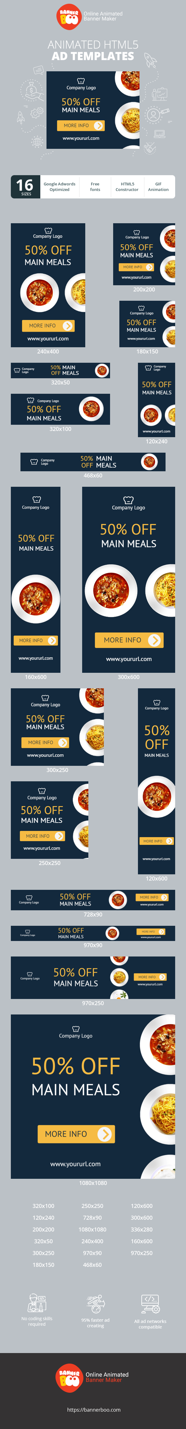 Banner ad template — 50% OFF — Main Courses