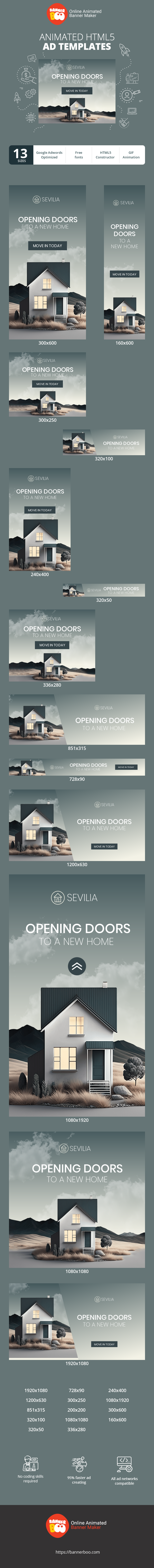 Szablon reklamy banerowej — Türen öffnen zu einem neuen Zuhause — Immobilien