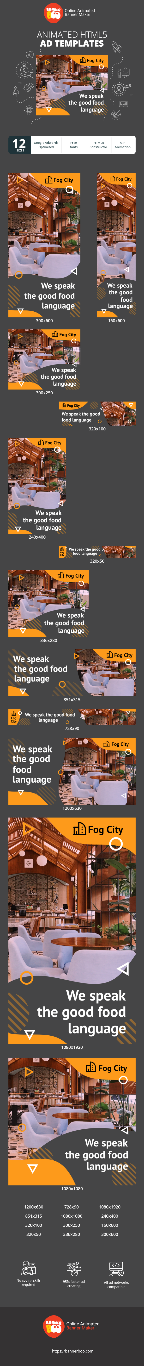 Banner ad template — We Speak The Good Food Language — Restaurant