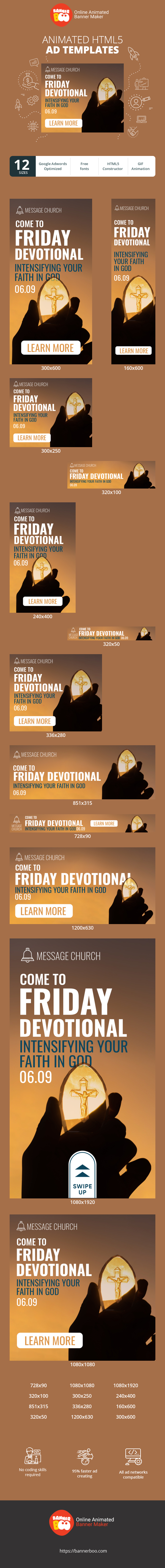 Banner ad template — Come To Friday Devotional — Strengthening Your Faith In God 06.09