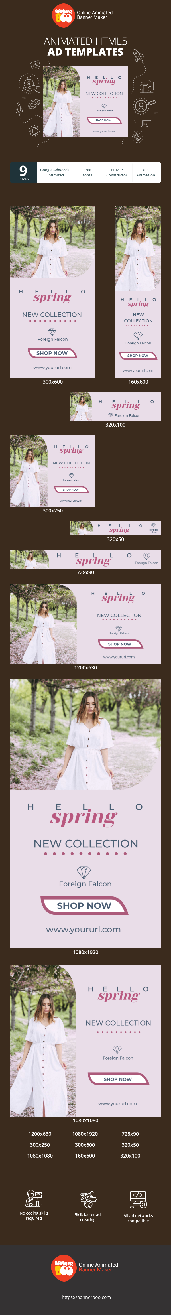 Banner ad template — Hello Spring — New Fashion Collection