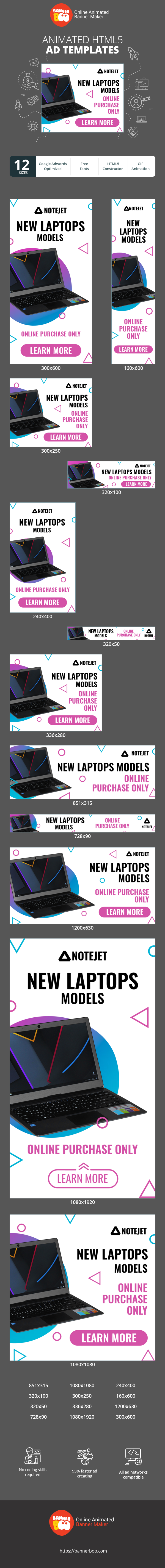 Szablon reklamy banerowej — Neue Laptop-Modelle — Nur Online-Kauf