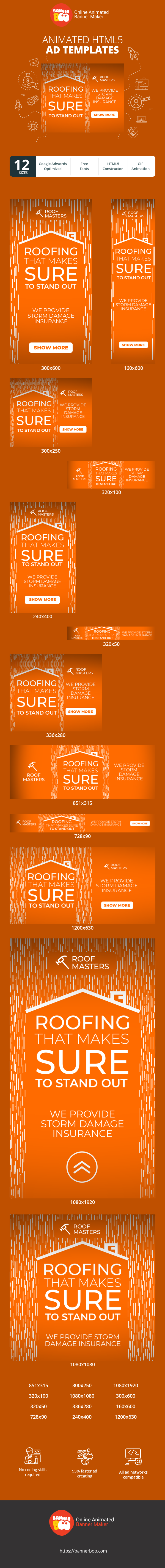 Banner ad template — Roofing That Makes Sure To Stand Out — We Provide Storm Damage Insurance