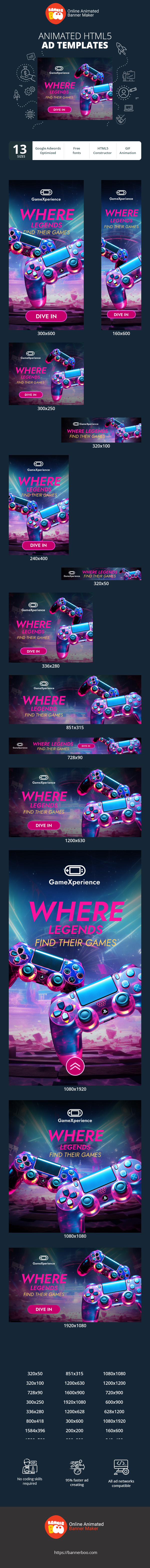 Banner ad template — Where Legends Find Their Games — Gaming