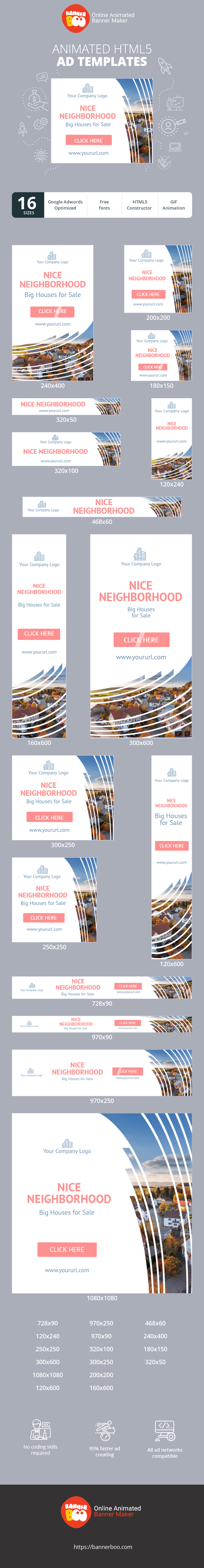 Banner ad template — Nice Neighbourhood — Large Houses for Sale