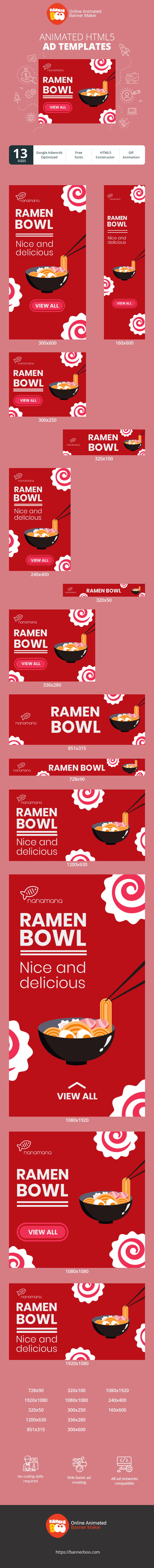 Szablon reklamy banerowej — Ramen-Schüssel — Lecker und Köstlich