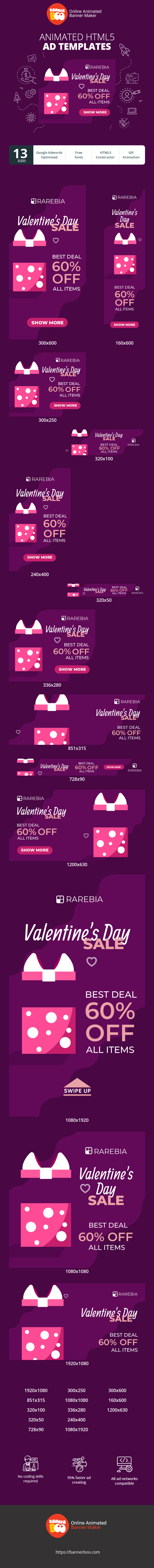Banner ad template — Valentine's Day Sale — Best Deal 60% Off All Items