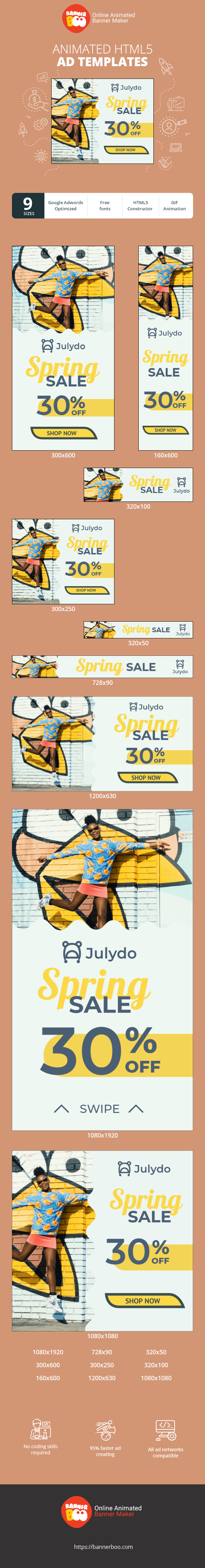 Szablon reklamy banerowej — Wiosenna wyprzedaż —30% zniżki