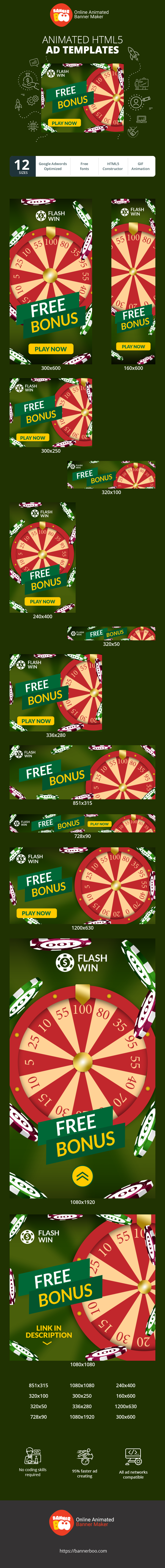 Szablon reklamy banerowej — Darmowy Bonus — Hazard