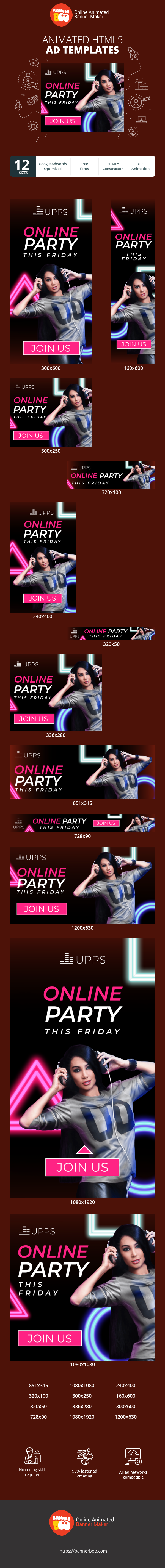 Banner ad template — Online Party — This Friday