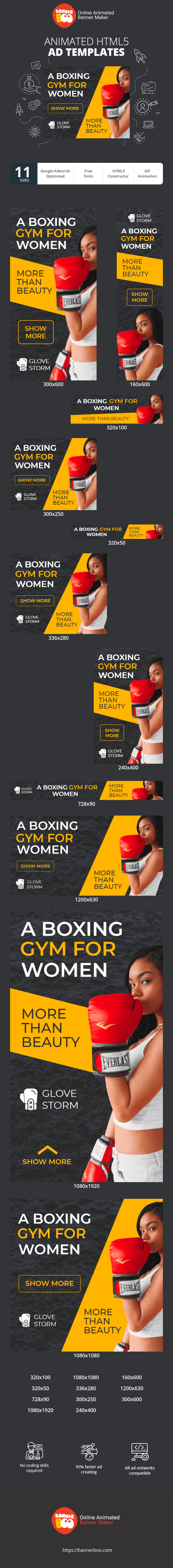 Banner ad template — A Boxing Gym For Women — More Than Beauty