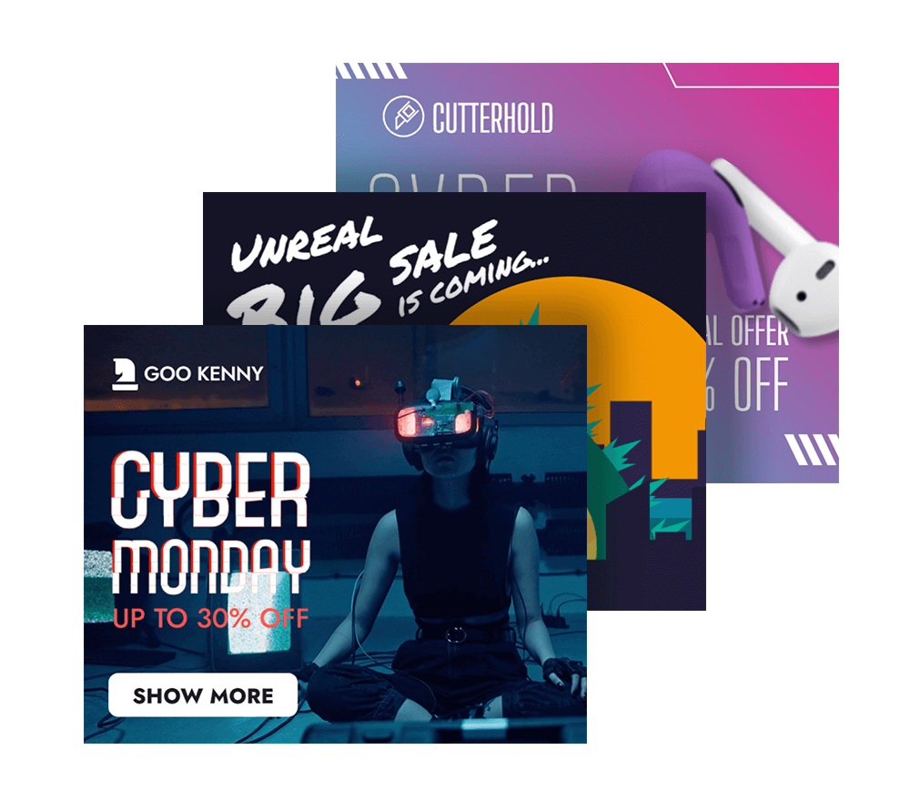 Animowane szablony banerów Cyber Monday