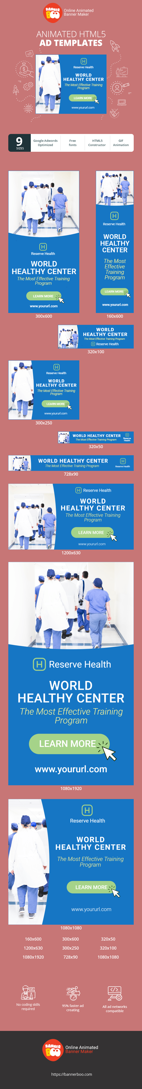 Banner ad template — World Healthy Center — The Most Effective Training Program