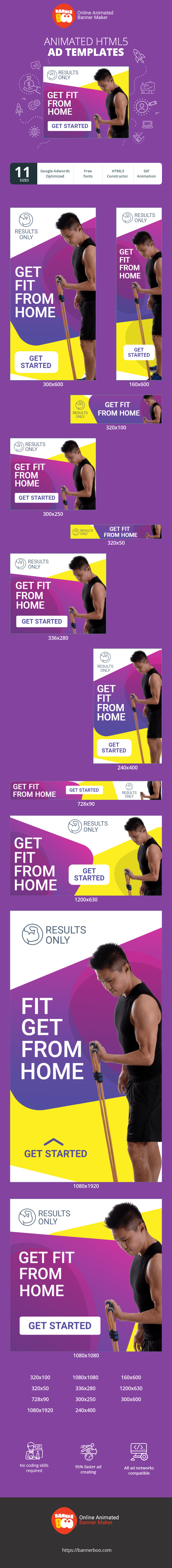 Banner ad template — Get Fit From Home — Get Started