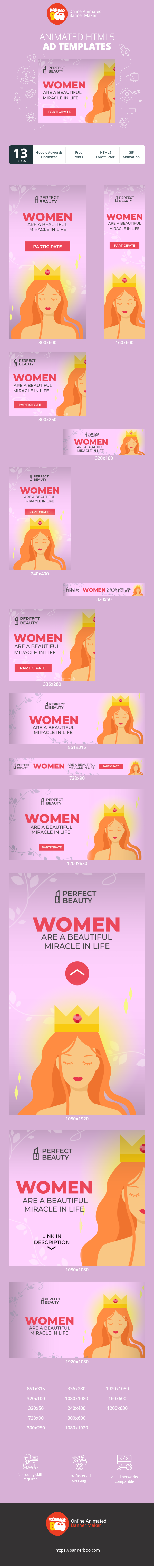 Banner ad template — Women Are A Beautiful Miracle In Life — Beauty Pageant