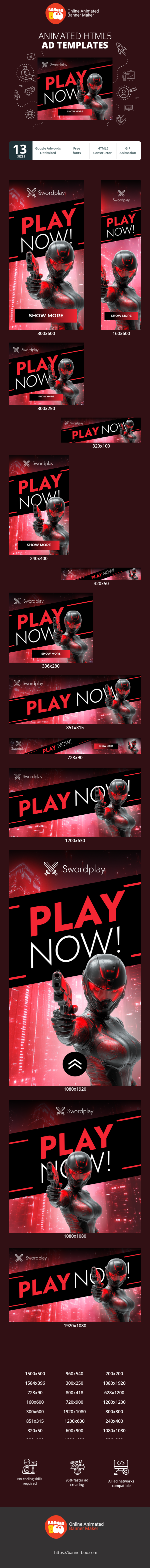 Banner ad template — Play Now — Gaming Festival