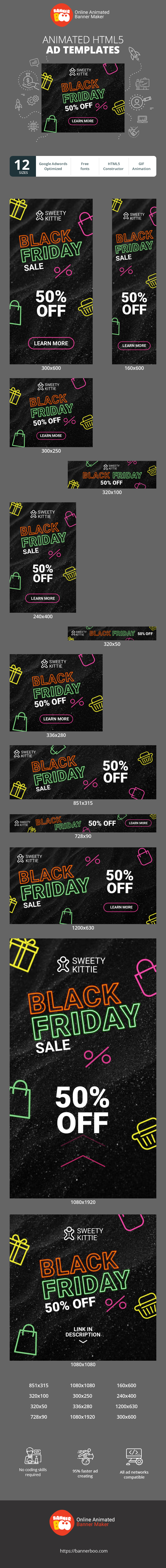 Banner ad template — Black Friday Sale — 50% Off