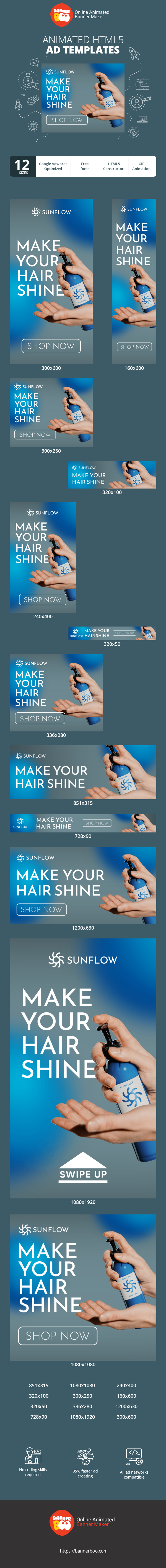 Szablon reklamy banerowej — Spraw, by Twoje Włosy Lśniły — Pielęgnacja Włosów