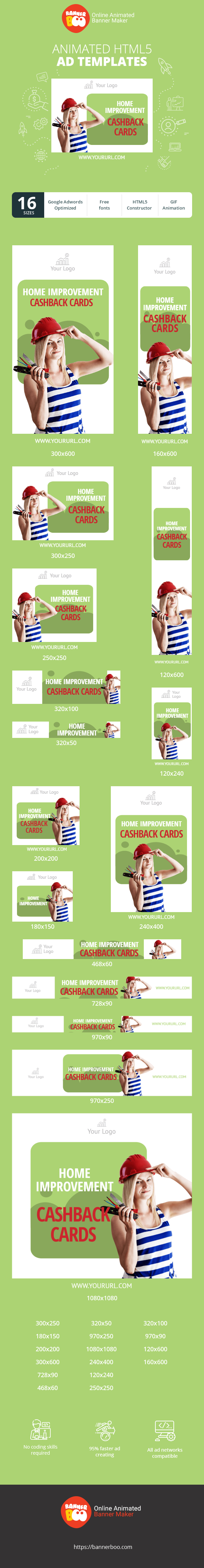 Szablon reklamy banerowej — Verbesserung des Zuhauses — Cashback-Karten