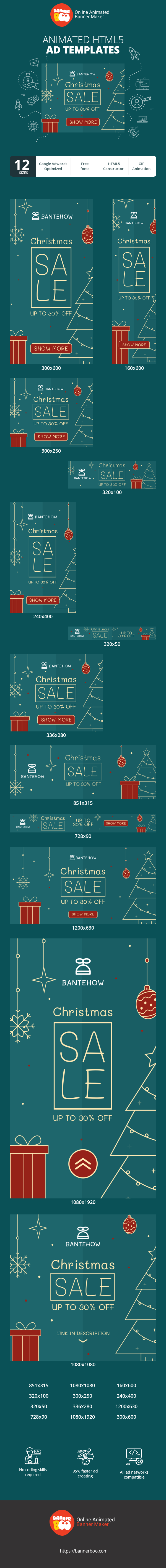 Banner ad template — Christmas Sale — Up To 30% Off