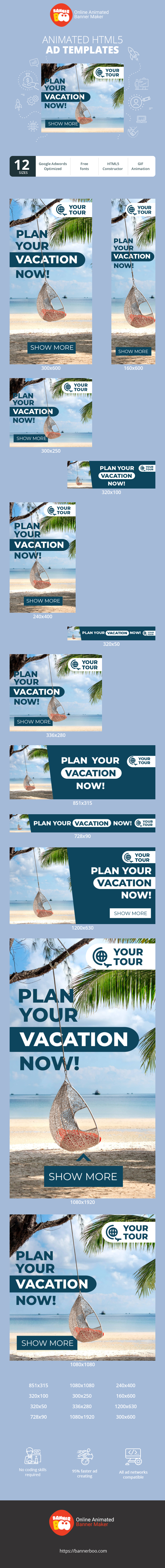 Banner ad template — Plan Your Vacation Now — Travel Agency