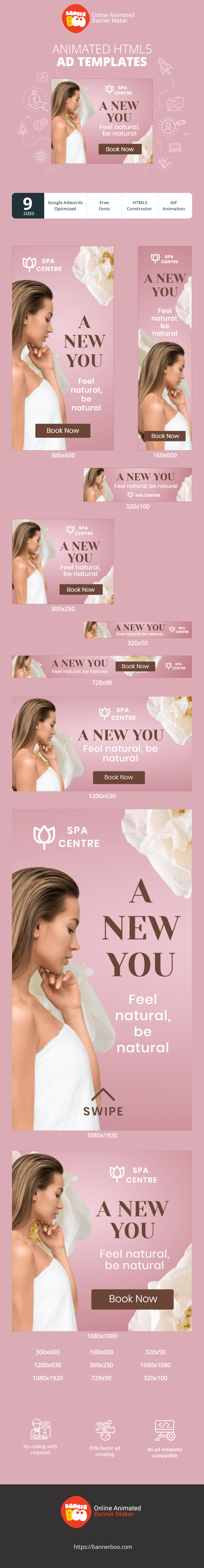 Szablon reklamy banerowej — Spa-Zentrum 'A New You' — Sei natürlich, fühle dich natürlich