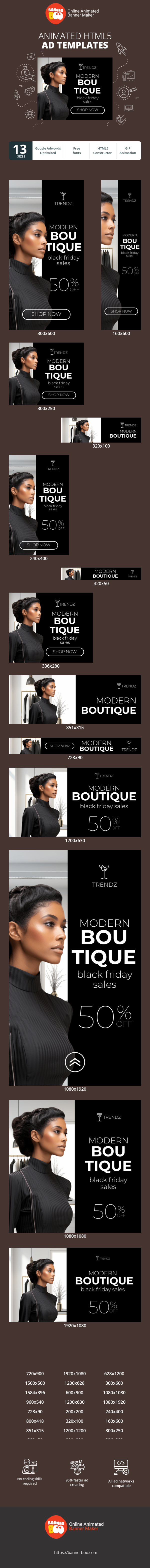 Banner ad template — Modern Boutique — Black Friday Sales
