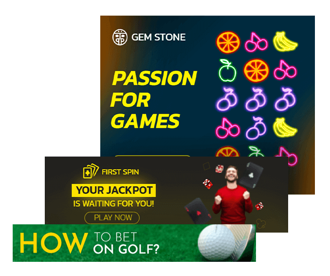 Templates of promotional GIF banners of the Gaming industry