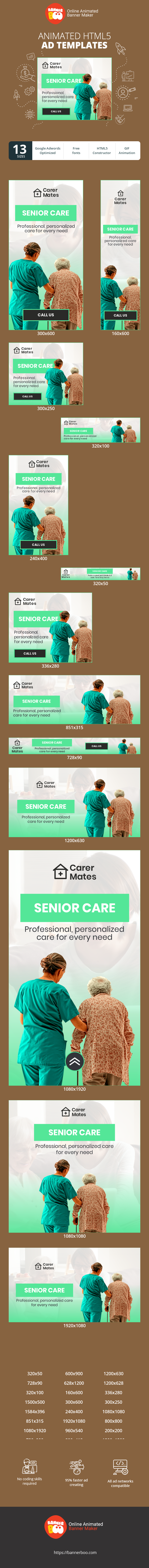 Banner ad template — Senior Care — Professional, Personalised Care For Every Need