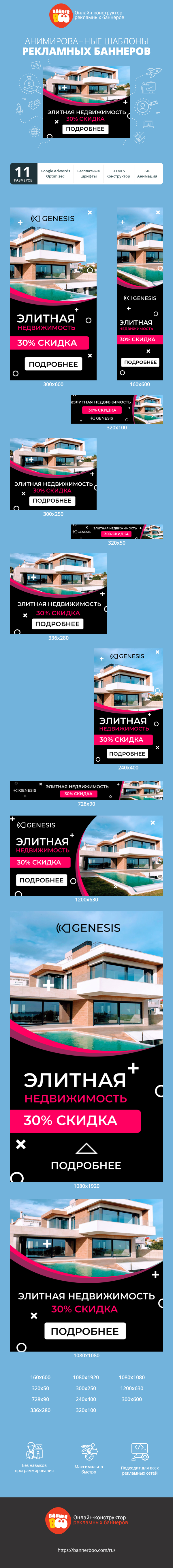 Шаблон рекламного баннера — Элитная недвижимость — 30% скидка