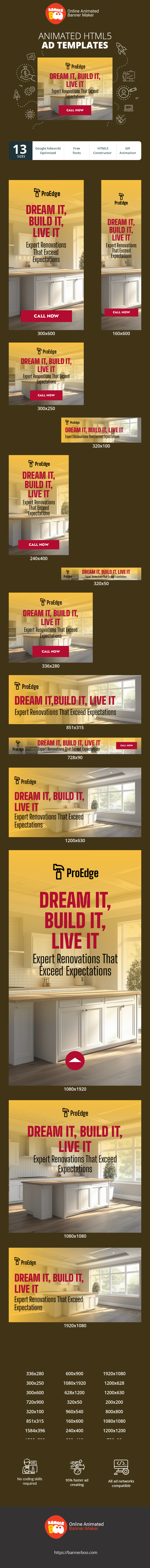 Banner ad template — Dream It, Build It, Live It — Expert Renovations That Exceed Expectations