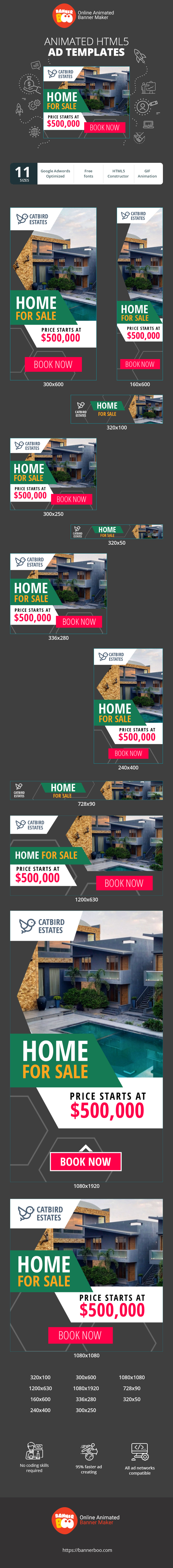 Banner ad template — House For Sale — Price Starts At £500,000