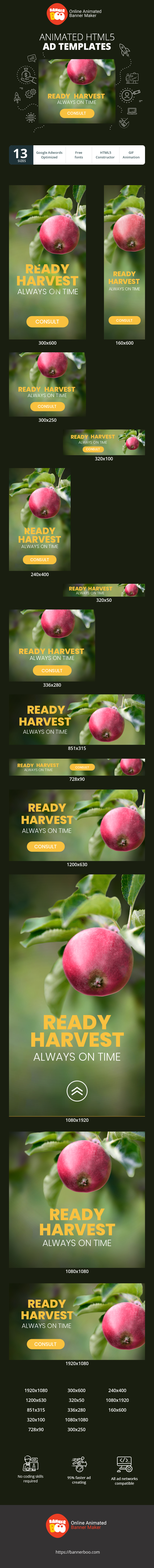 Banner ad template — Ready Harvest Always On Time — Agriculture