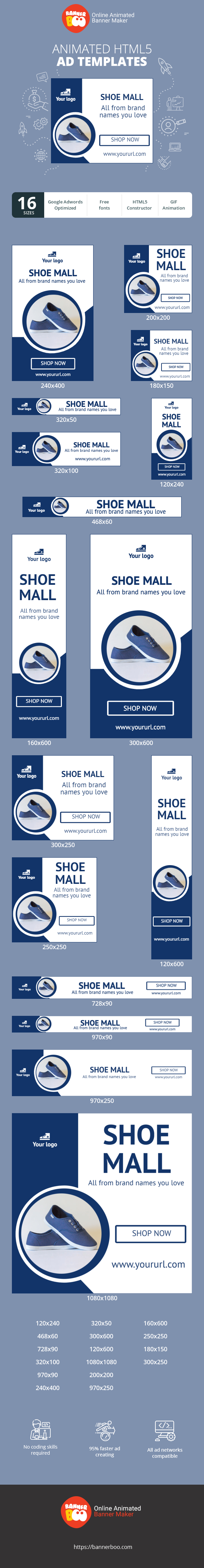 Banner ad template — Shoe Mall — All from brand names you love