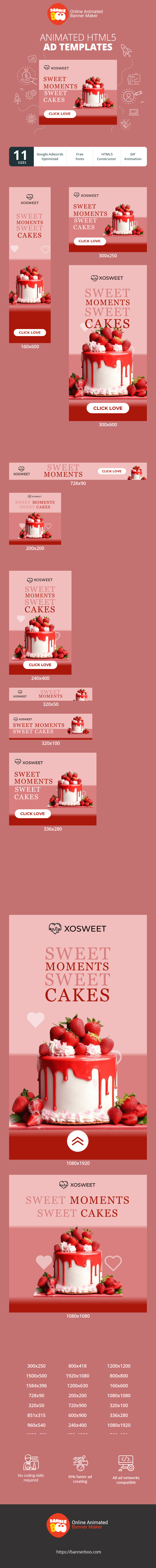 Шаблон рекламного банера — Sweet Moments Sweet Cakes — День закоханих