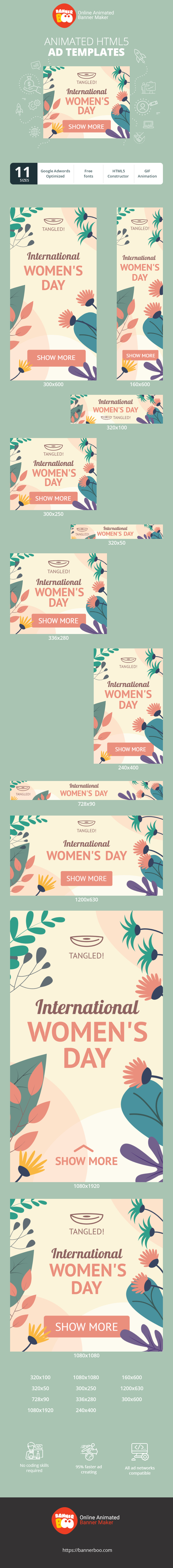 Banner ad template — International Womens Day — Flowers 8 March