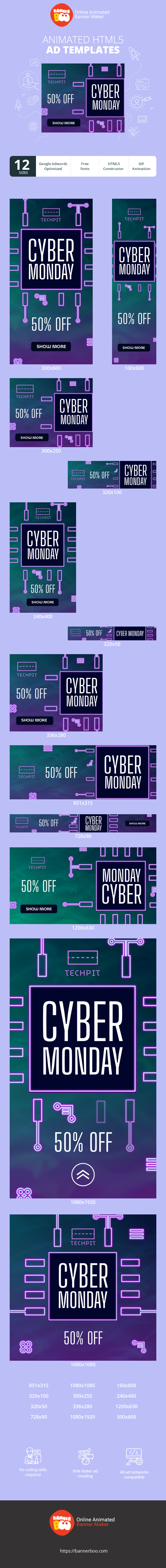 Banner ad template — Cyber Monday — 50% Off Electronics
