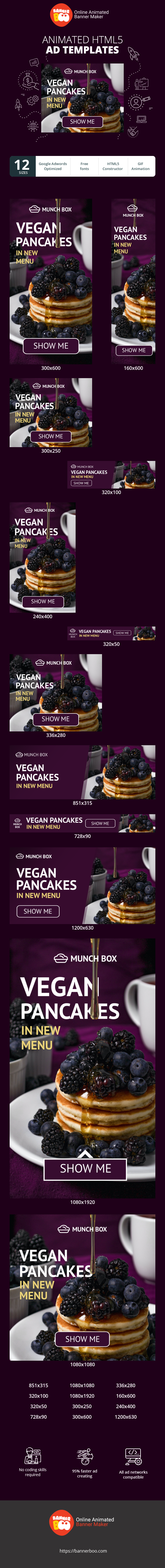 Szablon reklamy banerowej — Vegane Pfannkuchen — Im neuen Menü