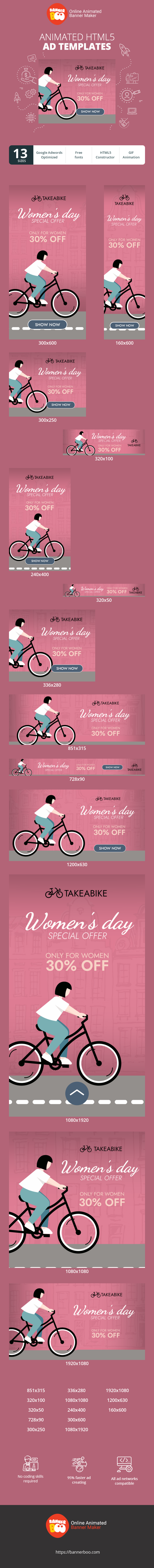 Szablon reklamy banerowej — Specjalna oferta z okazji Dnia Kobiet — Tylko dla kobiet 30% zniżki