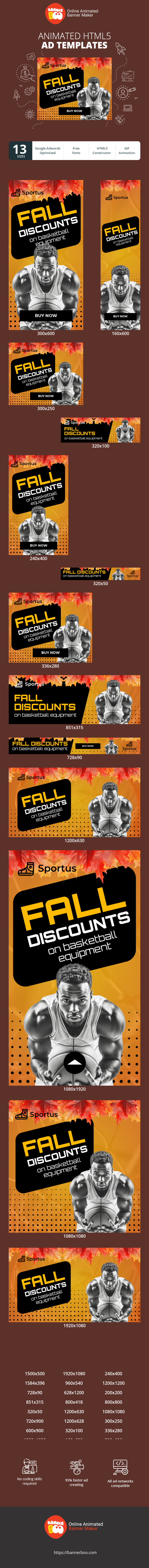 Szablon reklamy banerowej — Herbstrabatte — Auf Basketballausrüstung