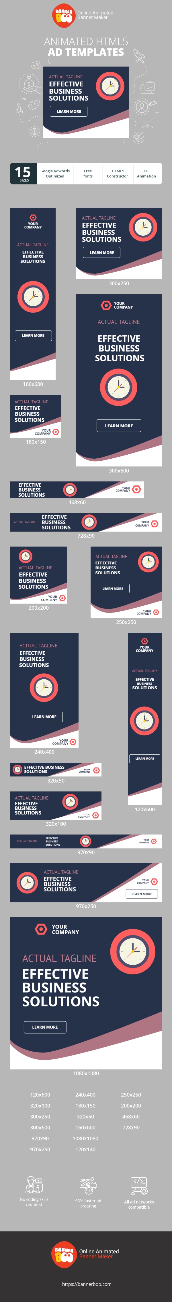 Banner ad template — Corporative slogan (Clocks)