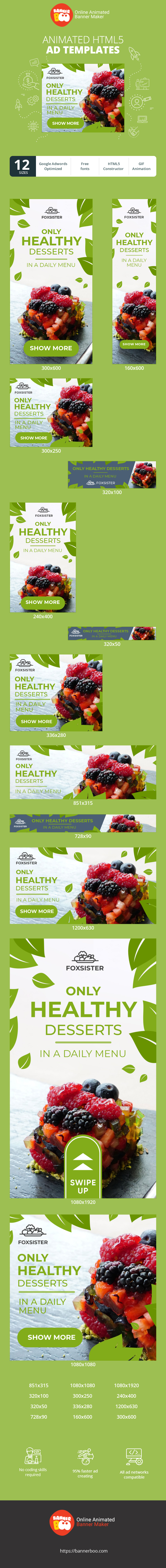 Szablon reklamy banerowej — Tylko Zdrowe Desery — W Codziennym Menu